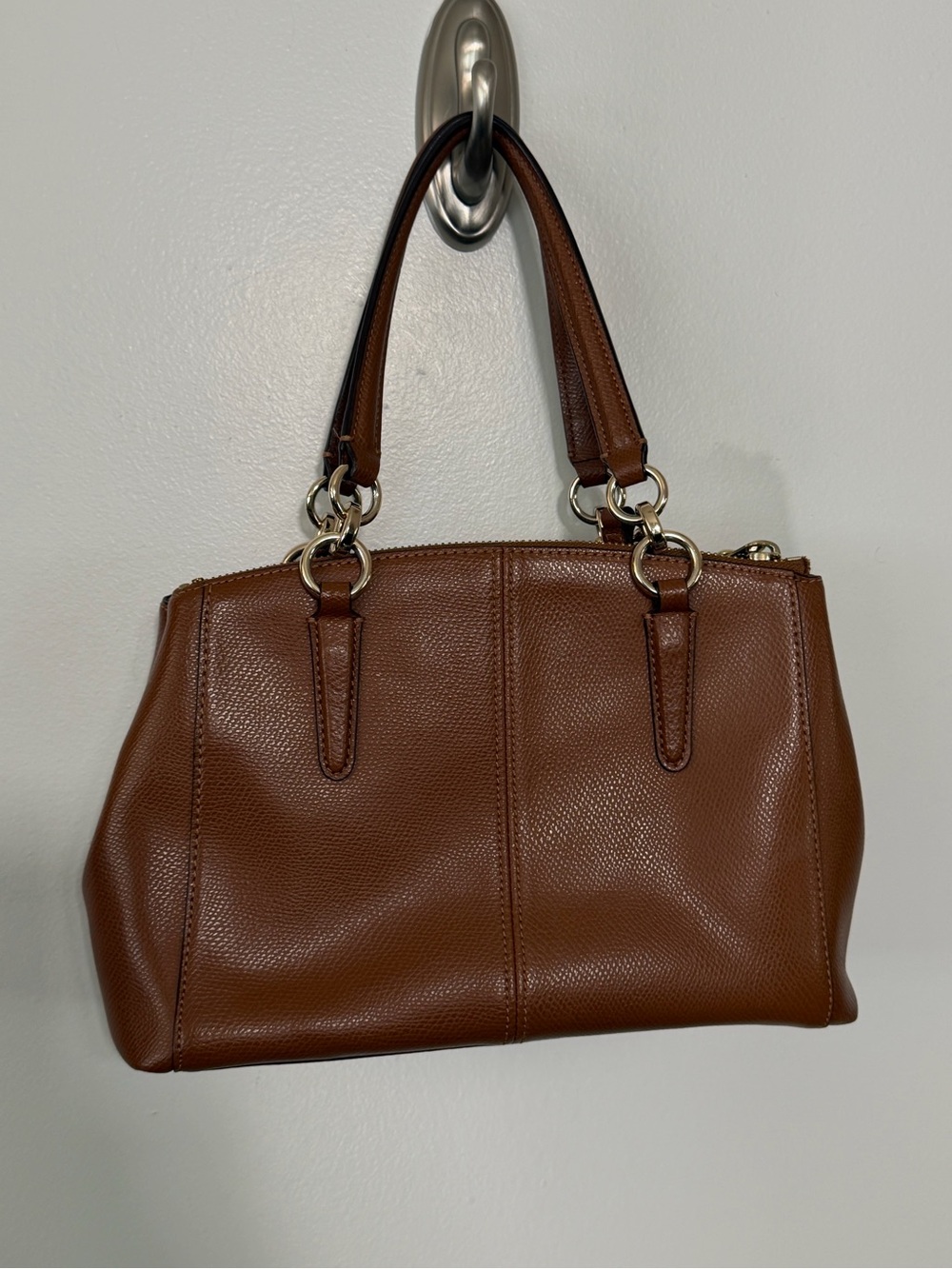 Coach Tan Pebbled Leather Tote with Gold Hardware - Picture 4 of 10